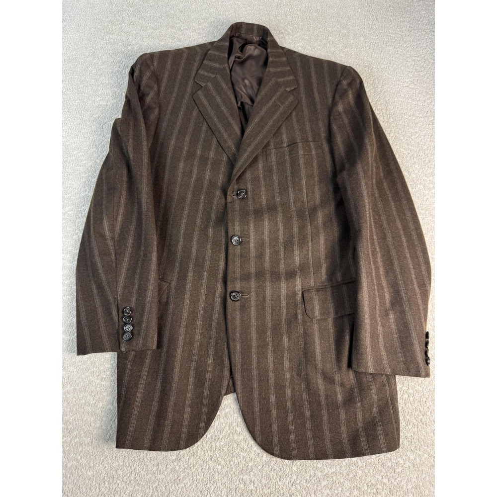 Oxxford Clothes Blazer Mens 42L Brown Striped Wool Suit Jacket Neiman Marcus